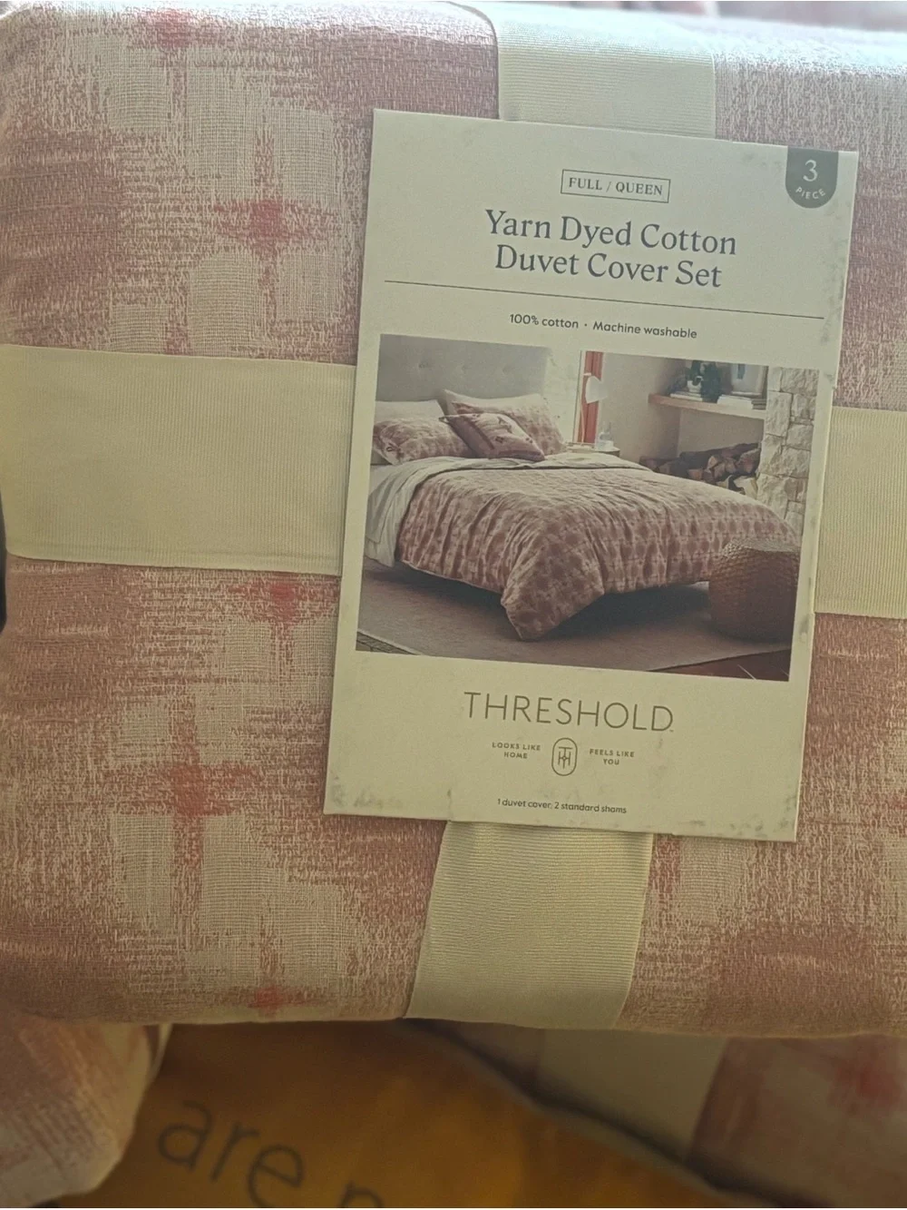 Threshold Yarn Dyed Cotton Duvet Cover Set - Blush Pink